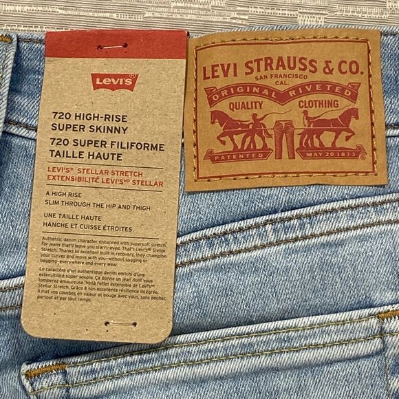 Levi's 720 Jeans Womens 29 x 30 High Rise Super Skinny Light Wash Stretch Denim - Picture 5 of 15